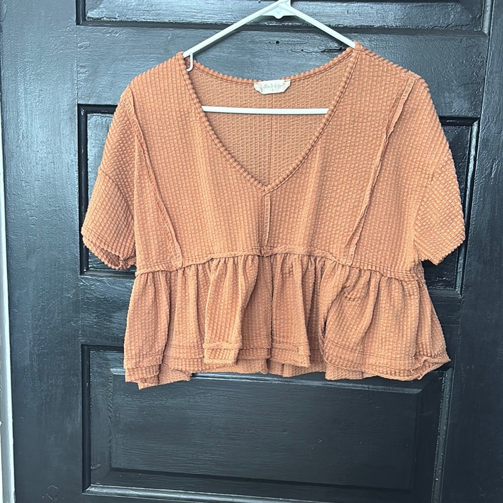 Altar’d State Burnt Orange Peplum Top
